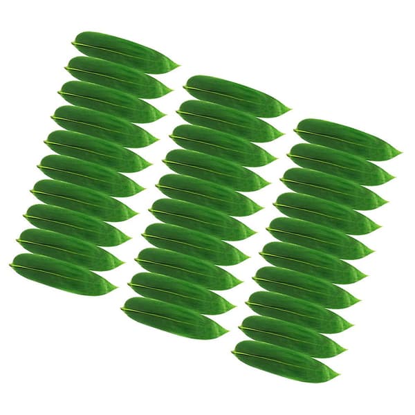 100 st bambu blad för sushi dekoration bambu blad för dekoration Green 30x8cm