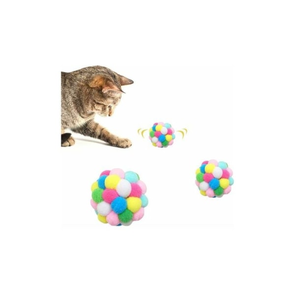 Cat Ball with Bell 3-pack Mjuk Cat Pom Pom Ball Interactive Toy LYLM