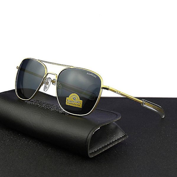 Top Army Randolph Re Solglasögon Glas Män Designer Solglasögon Körning RE-gold-gray Size 55mm