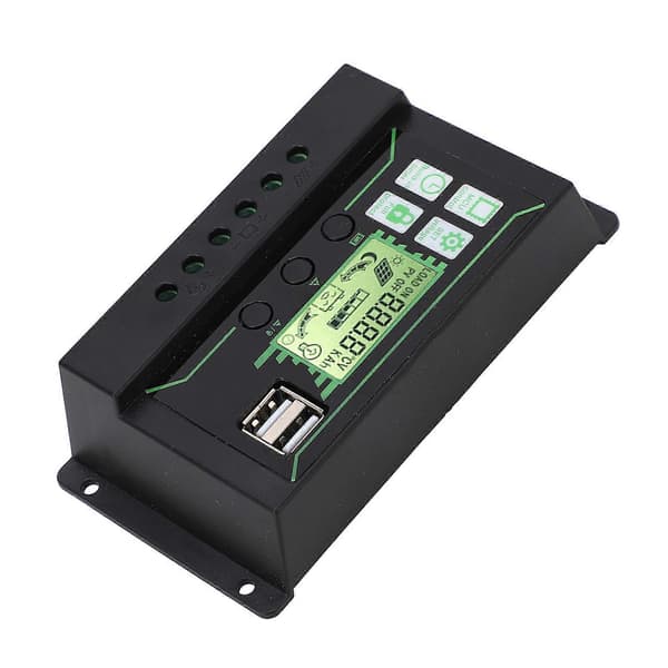 Solcelle ladekontroller 20A 2 USB-utgang PWM-kontroll 3-trinns lading Solcellepanelregulator 12V 24V