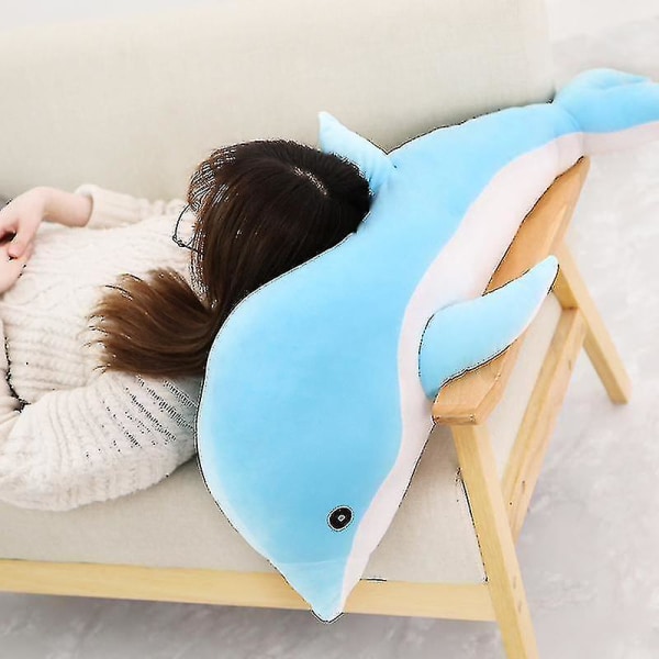 1 stk 30-160cm Stor Utstoppet Delfin Blå Rosa Plysjleketøy Hav Ocean Akvatisk Dyr Barn Plysjdyr Dukke Gutter Jenter Bursdagsgave Pink 70cm