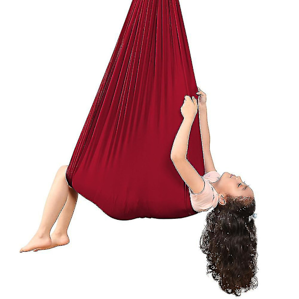 Barnens Luftyoga Hängmatta 100% Nylon Elastisk Anti-gravitationssvängning För Inomhus/Utomhus Barn Sensorisk Träning Hängande Stol 280*100cm KIO Wine red