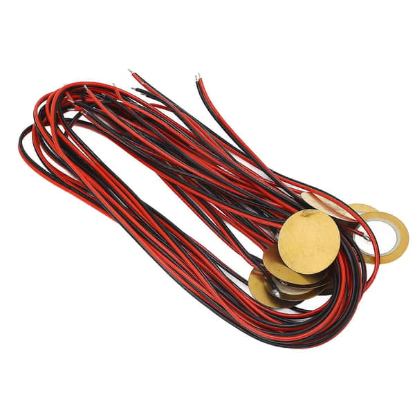 12 st 27mm Piezo Diskar med Tråd Mässing Piezoelektrisk Disk Piezo Pickup Transducer för Akustisk Gitarr Trumtrigger