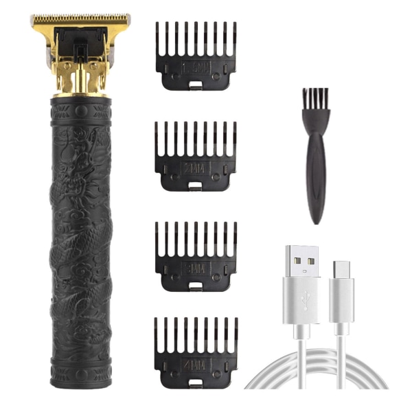 USB uppladdningsbar hårklippare Elektrisk hårklippare Oljehuvudsnideri blackC Hovering dragon