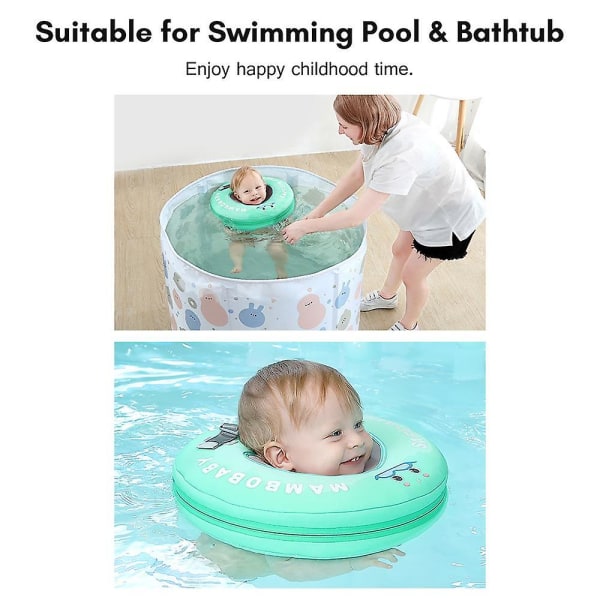 Mambobaby B510 Ikke-Oppustelig Baby Flyde Halsring Hoved Flyde Svømmering Legetøj Svømmetræner til green Medium Size for 0-6 Months