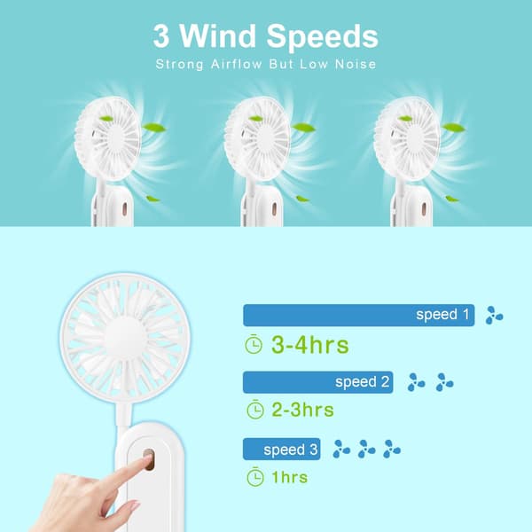 Hvid - Bærbar Halsventilator, Mini USB Halsventilator, 360° Fri Rotation