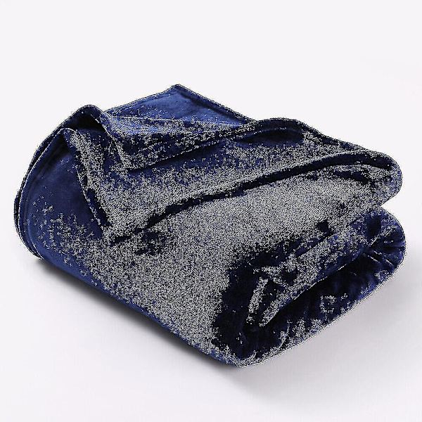 Blød, hyggelig, stor imiteret pels fleece mink tæppe seng sofa plaid dobbeltseng & kingsize Navy Single (100 cm x 155 cm)
