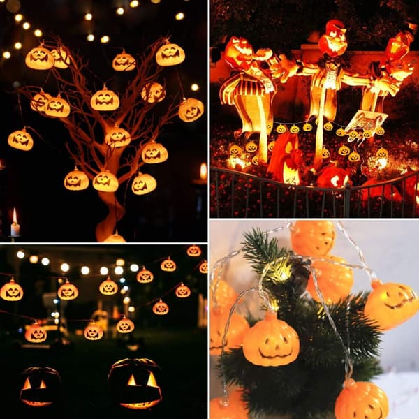 Halloween dekorerad pumpa lyktsnöre, vattentät utomhus la