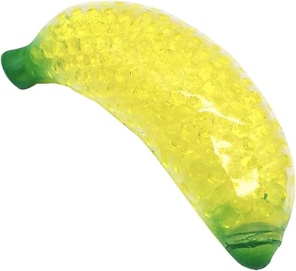 En Bananformet Stressbold med Frugtformede Perler - Stressbold