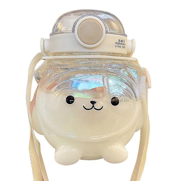 Kawaii vattenflaska Stor kapacitet Vattenflaska Bärbar Sport Vattenflaska qd white