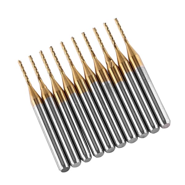 10 stk. Titaniumbelagt Wolframcarbid Endemølle Graveringsbits Fræser 3.175mmx1mm