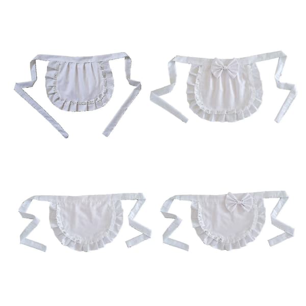 Retro Forkle Midjeforkle For Jenter Tettsittende Kostyme Hvit Bomull Halvforkle Fest Hot Red
