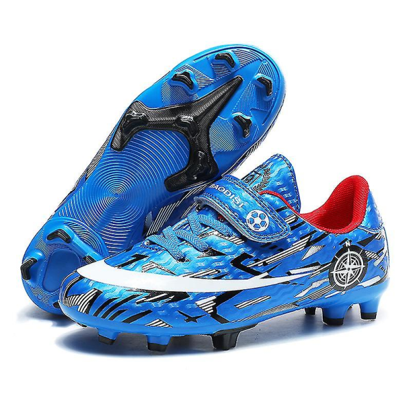 Børne Ungdom Turf Fodboldstøvler Sko Indendørs Fodbold Casual Udendørs Sport X1577a WhiteBlue 30