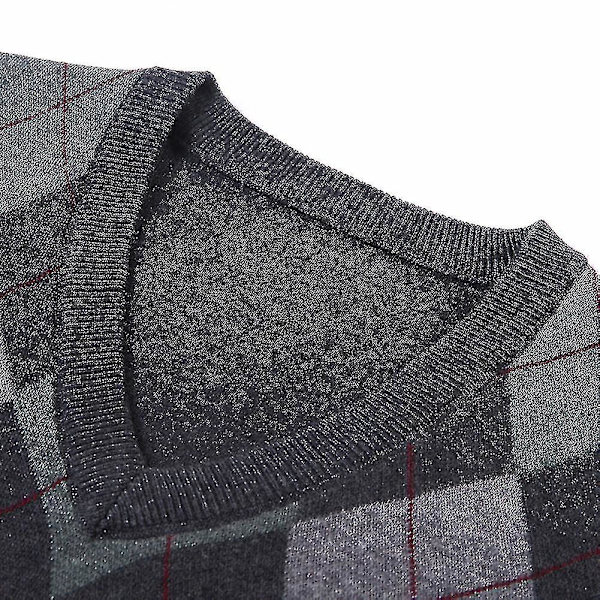 Yynuda Mens Cashmere Pullover Wool Blend Ärmlös stickad V-ringad tröja Dark Grey L