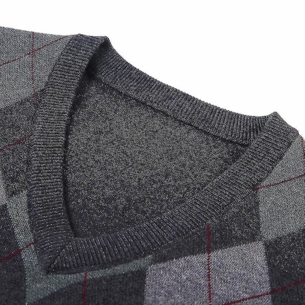 Yynuda Mens Cashmere Pullover Wool Blend Ärmlös stickad V-ringad tröja Dark Grey M