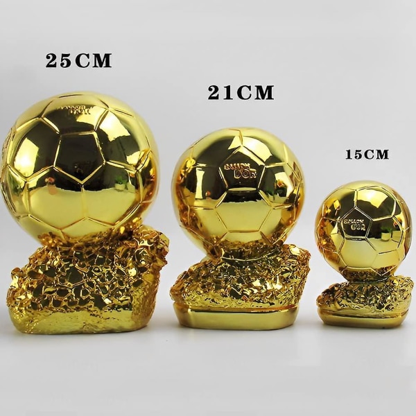 Harts Fotboll Ballon d'Or Trophy Plating Guldfärg Fotboll Bästa spelare Pris Troféer Fans Heminredning Display-prydnader, 16 cm 15CM