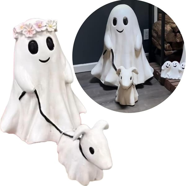 Halloween Spøgelse Hunde Statue Halloween Statuer Spøgelagtig qd B