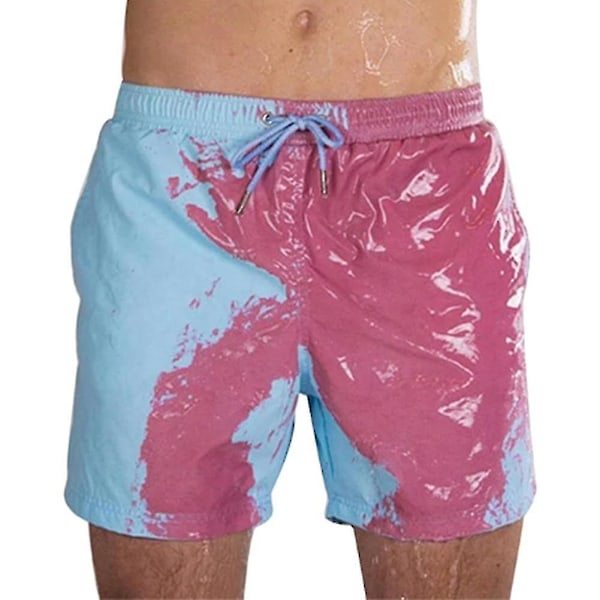 Magiska färgförändrande badshorts för män, badbyxor, badkläder, snabbtorkande badkläder Purple M