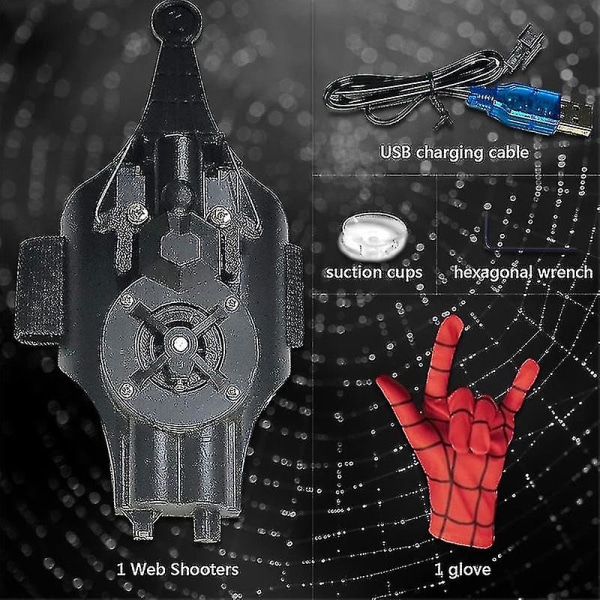 Webbskyttar, Spider Silk Launcher för barn USB laddning, Rope Launcher