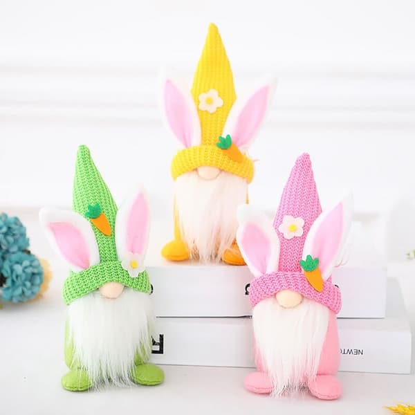 Easter Gnome Plush Handmade Bunny Rabbit Decoration Doll Swedish Tomte Elf Ornament, A