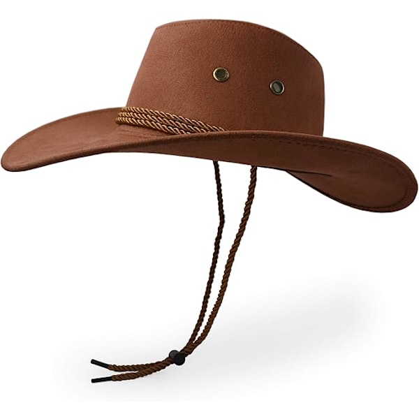 Cowboyhatt, solhatt i mockasuede, västerländsk resebeaniehatt utomhus qd