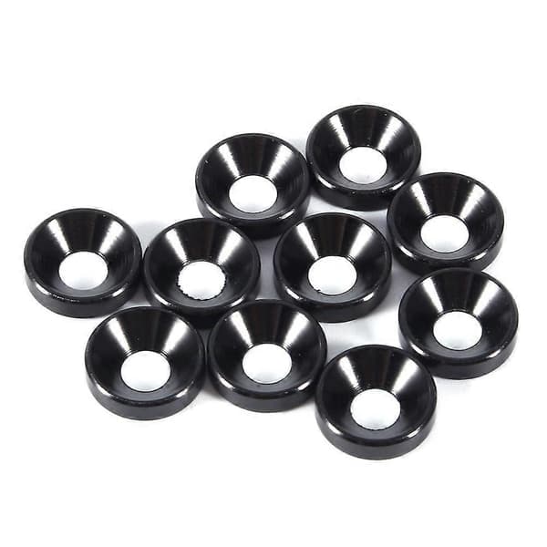 10 st M4 anodiserade försänkta brickor packning aluminiumlegering svart