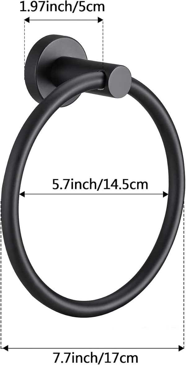 #Mat Sort Håndklæde Ring til Badeværelse 1 Pakke Køkken Bad Håndklædeholder Hængere Vægmonteret Robust Opbevaring Rustfrit Stål#