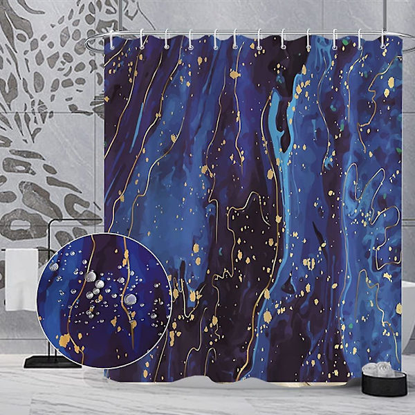 Marmor badrum duschdraperi lila guld tyg duschdraperier med krokar akvarell abstrakt duschdraperi foder 72x72 tum Sky Blue 72x84 inch