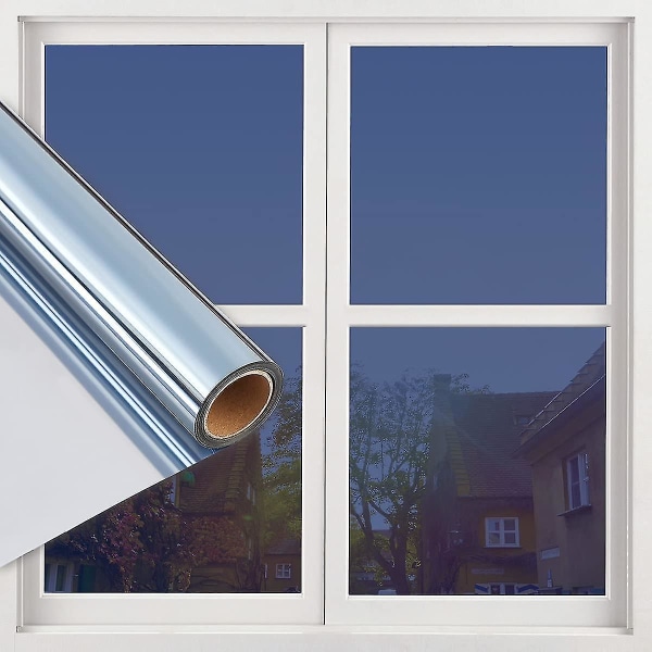 Envägs spegel fönster sekretessfilm dagtid anti UV solskydd värmekontroll reflekterande fönstertoning Blue silver 50x100 cm