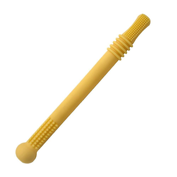 Baby Teething Tubes, Pack Of 5, 6.3 Inches Long, Teething Straws, For Babies Ages 3-12 Months, Food Grade Silicone, Freezer & Dishwasher Safe 1pc Yellow