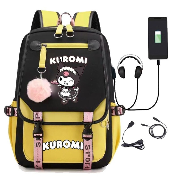 Kuromi ryggsäck barn ryggsäckar ryggväska 1st gul 2