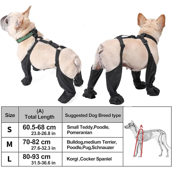 Hundstövlar med hängslen, justerbara vattentäta hundstövlar smutsskyddande hund utomhus promenader löpning vandring hängslen stövlar, tasskydd L