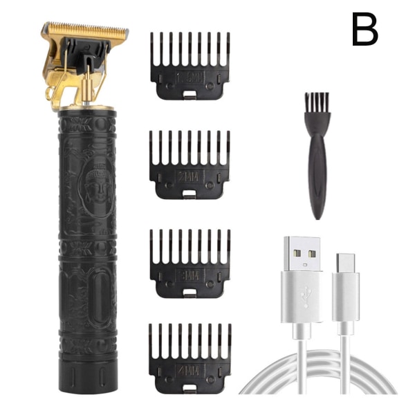 USB uppladdningsbar hårklippare Elektrisk hårklippare Oljehuvudsnideri blackB Buddha