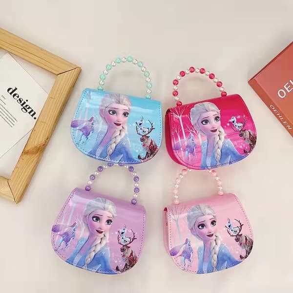 Frozen Messenger Bag PU Plånbok Cartoon Barn Flicka Present qd Blå