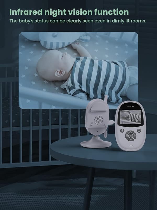 Trådløs babycall med kamera, 2,4\" HD-skjerm