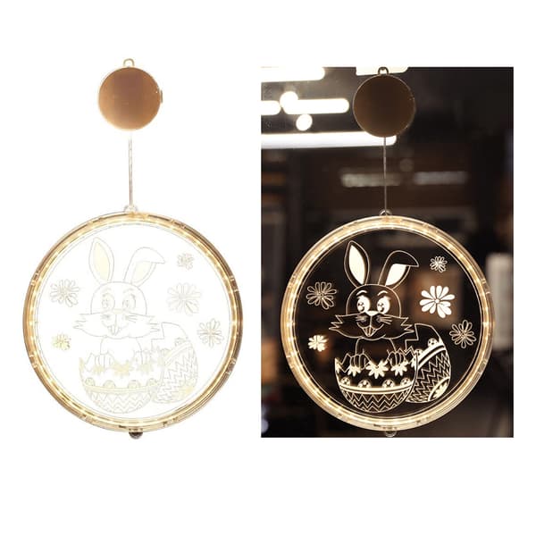 Easter LED Lights Suction Cups Window Hanging Decoration 3D Acrylic Home Dining Room