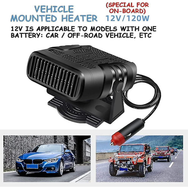 Bilvärmare Defroster Värmare 12v 120w/24v 200w Bärbar Vindruta Fläkt -suzuka