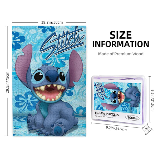 1000-bitars Pussel för Vuxna & Barn - Söt Stitch Pussel för Pojkar Flickor Pusselentusiaster jfcb-328