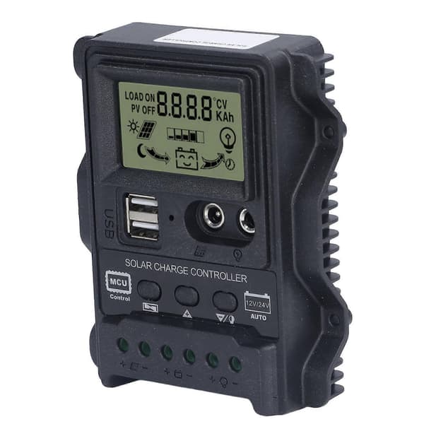 Dobbelt USB Solar Charge Controller ABS LCD-skærm PWM Opladningscontrollere Lysstyring 12V24V30A 390W 780W