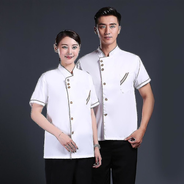Unisex Lyhyt Pitkähihainen Kokkitakki Hotelli Keittiö Palvelu Uniform Työvaatteet (haoyi) A Black and Red M Short Sleeve