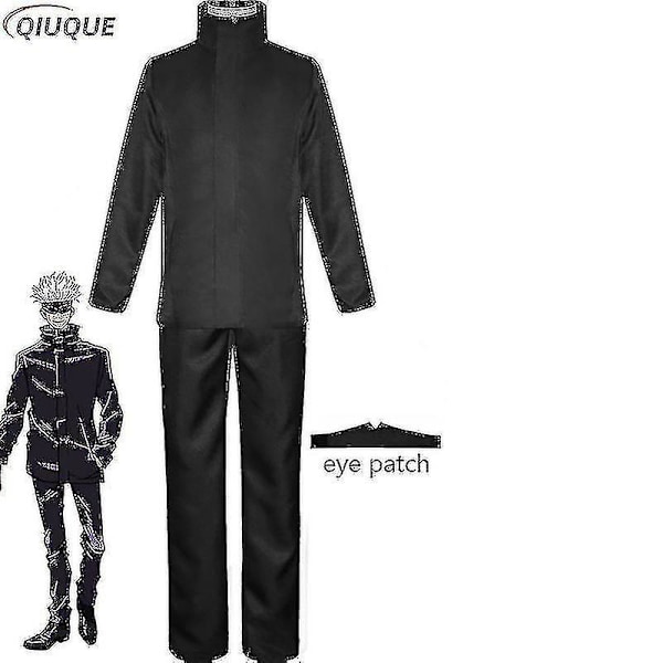 2023 - Anime Jujutsu Kaisen Gojo Satoru Cosplay Kostym Toppar Byxor Ögonlapp Halloweenfest Herruniform Peruker - 1-1 Black Package 1 M