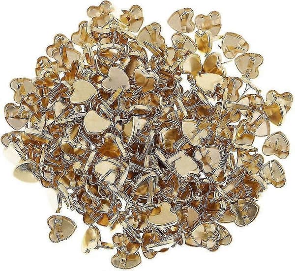 200 Stykker 9mm Gullfargede Mini Brads Hjerteformede Papirfester Messing Pastell Metall Brads for Scrapbook