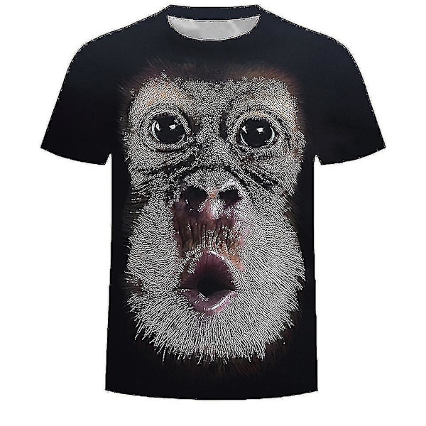 Monkey Orangutan Herr T-shirt 3d Digitaltryckning Kortärmad Topp Hög Kvalitet black XS