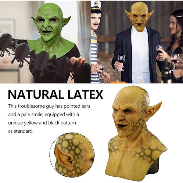Halloween Skræmmende Maske Latex Gul Imp Dæmon Maske Trolde Klovn Halloween Spøgelse Vampyr Cosplay Kostume Masker