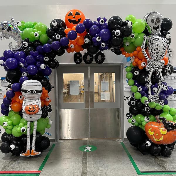 Halloween Ballonbue Kit - 134 Pack Sort Orange Lilla Grøn