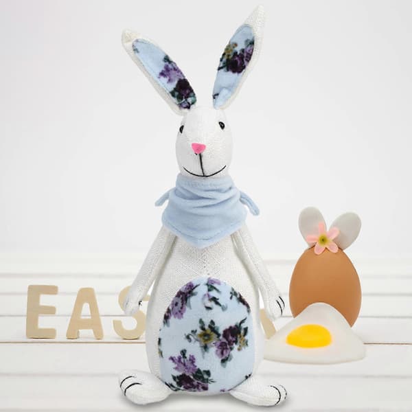 Cute Easter Stuffed Bunny for Doll with Scarf Floral Pattern Fabric Dolls Toy Gif[D]