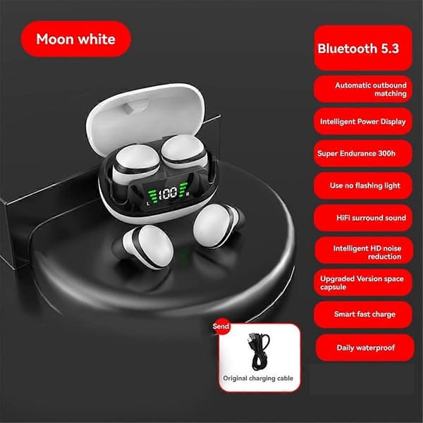 Mini usynlige søvnørepropper Bluetooth 5.3 HiFi Stereo øretelefoner Lav latens trådløse ørepropper med mikrofon for arbeid, musikk A