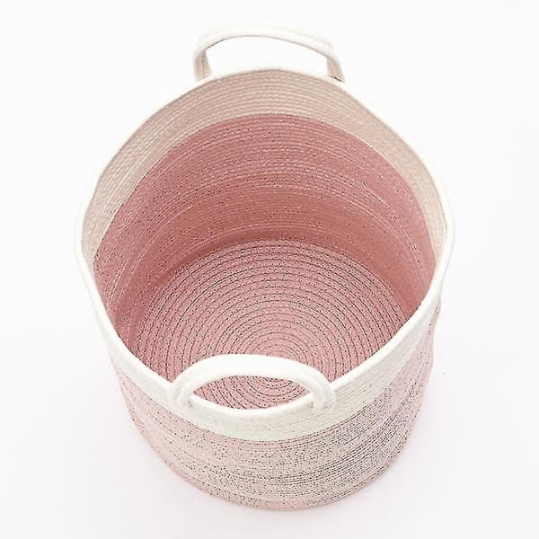 Tvättkorg i bomullsrep Pink 40 x 50cm