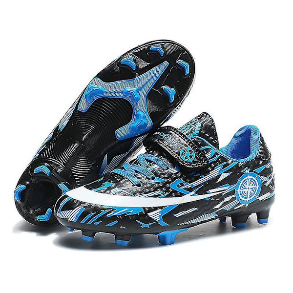 Barn Ungdom Gräs Fotbollsskor Skor Fotboll inomhus Fritidssport casual X1577a BlackBlue 28