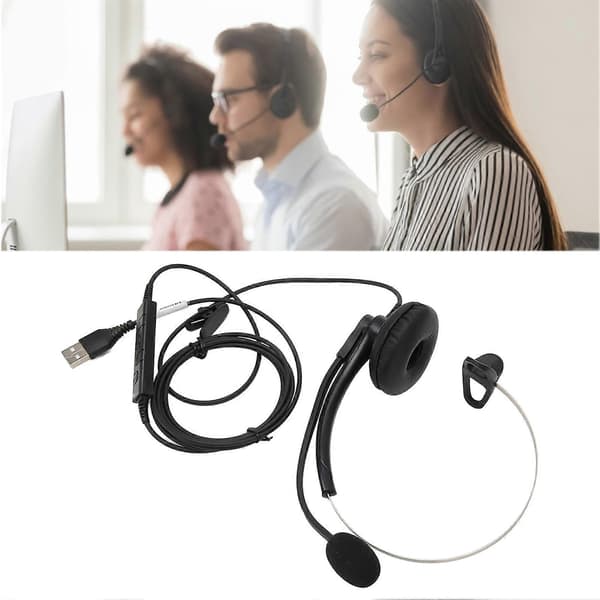 Enkeltøret kablet headset støjreducerende HD-opkaldstelefonheadset til callcenter, kontor, forretning, onlinekursus USB-interface